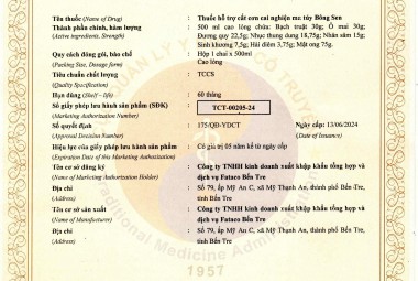 GIẤY PHÉP LƯU HÀNH THUỐC BÔNG SEN